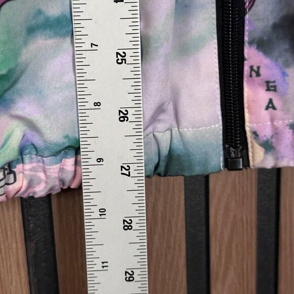 GRMY Bomber Jacket XS Green Multicolor Aztec Maya Art Tie Dye Full Zip Mesh Line - Picture 5 of 8